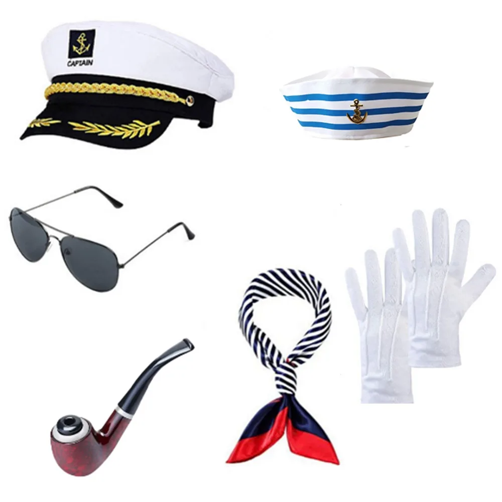 PESENAR Nautical Captain Accessory Set Hat Sunglasses Gloves Scarf Pipe
PESENAR Nautical Captain Accessory Set Hat Sunglasses Gloves Scarf Pipe