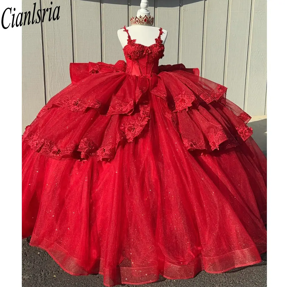 Red Spaghetti Strap Ruffles Ball Gown Quinceanera Dresses Appliques Lace Beading Corset Sweet 16 Vestidos De XV Años
Red Spaghetti Strap Ruffles Ball Gown Quinceanera Dresses Appliques Lace Beading Corset Sweet 16 Vestidos De XV Años