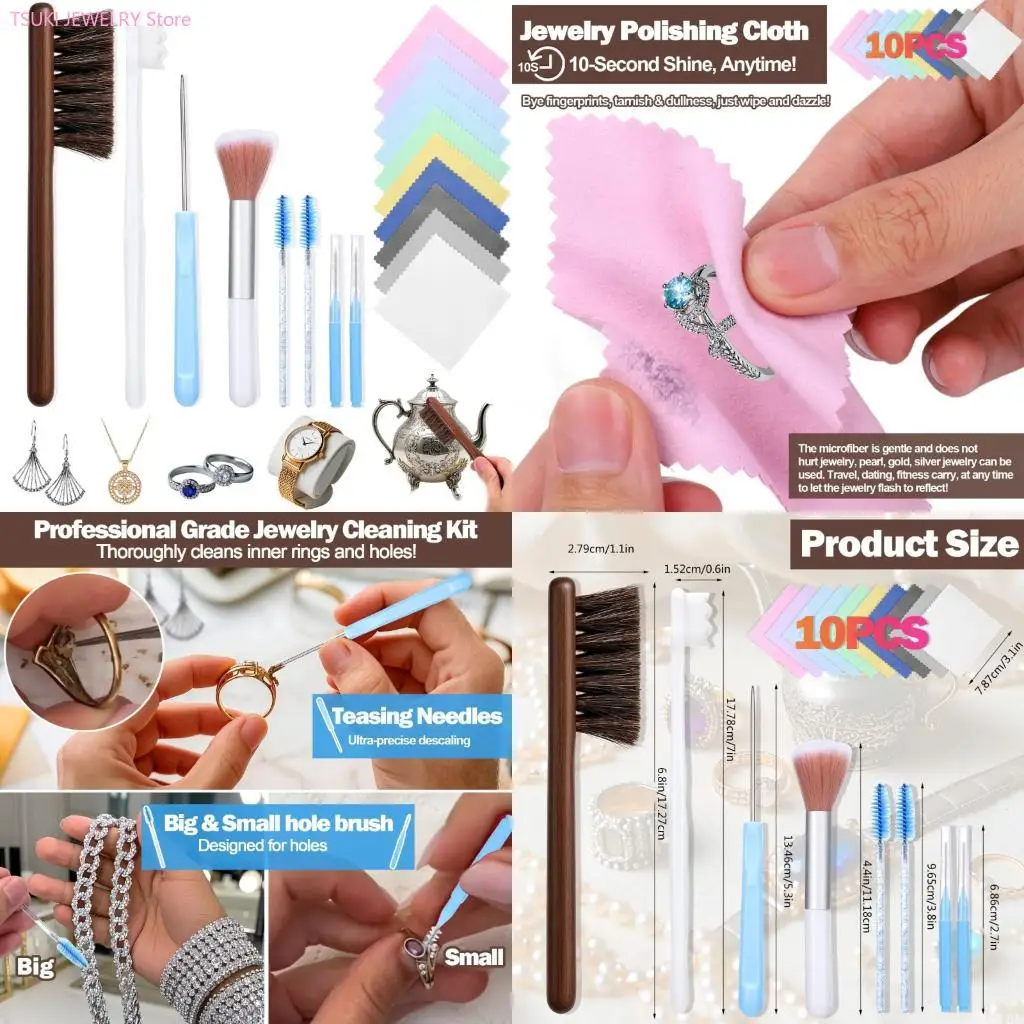 62KE PET Texture Jewelry Cleaning Tool Set 18 Brushes Safe Gentle On Surfaces
62KE PET Texture Jewelry Cleaning Tool Set 18 Brushes Safe Gentle On Surfaces