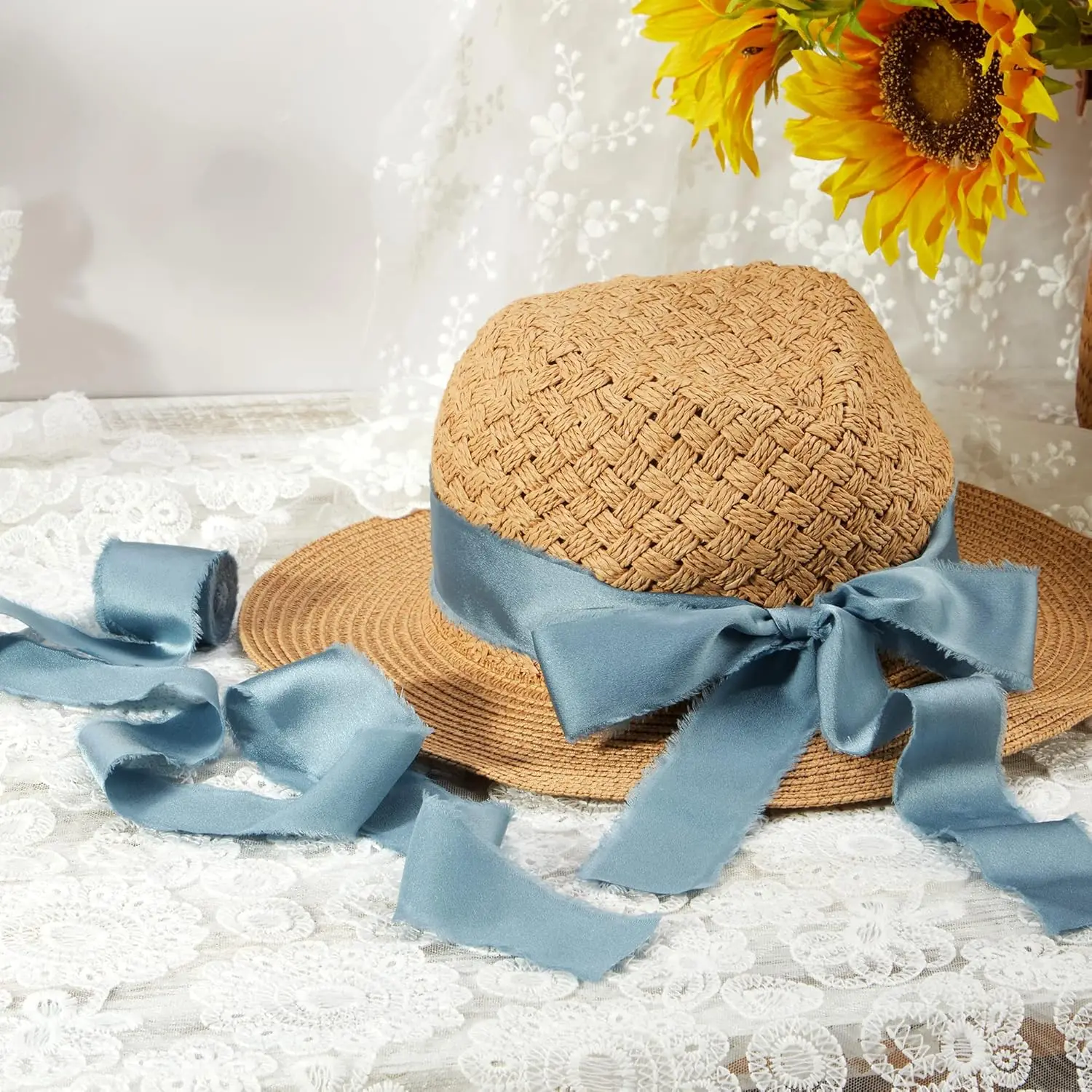Dusty Blue Ribbon for Gift Wrapping, Silk Satin Chiffon Frayed Fabric Ribbons for Crafts Flower Bouquets 1-1/2 Inch x 21 Yd
Dusty Blue Ribbon for Gift Wrapping, Silk Satin Chiffon Frayed Fabric Ribbons for Crafts Flower Bouquets 1-1/2 Inch x 21 Yd