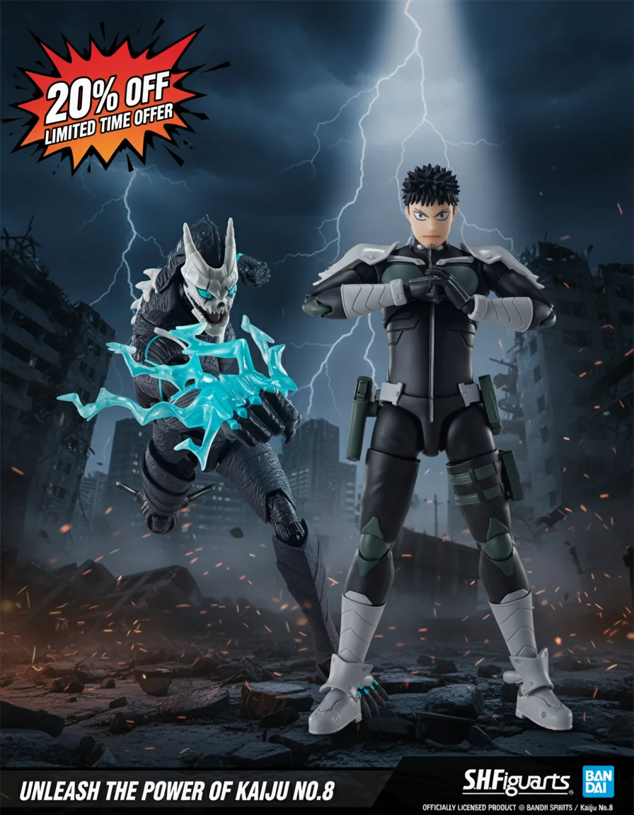 Bandai S.H.Figuarts Kafka Hibino & Mina Ashiro Kaiju No. 8 Dual Pack Action Figure Set with Effect Parts 2025 New Collectors
Bandai S.H.Figuarts Kafka Hibino & Mina Ashiro Kaiju No. 8 Dual Pack Action Figure Set with Effect Parts 2025 New Collectors