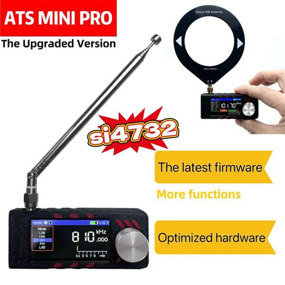 AA98 SI4732 All Band Radio Receiver ATS MINI PRO 0.5-108mhz LSB USB AM FM ESP-32-S3 Radio HF SW MW VHF Radio with Antenna
AA98 SI4732 All Band Radio Receiver ATS MINI PRO 0.5-108mhz LSB USB AM FM ESP-32-S3 Radio HF SW MW VHF Radio with Antenna
