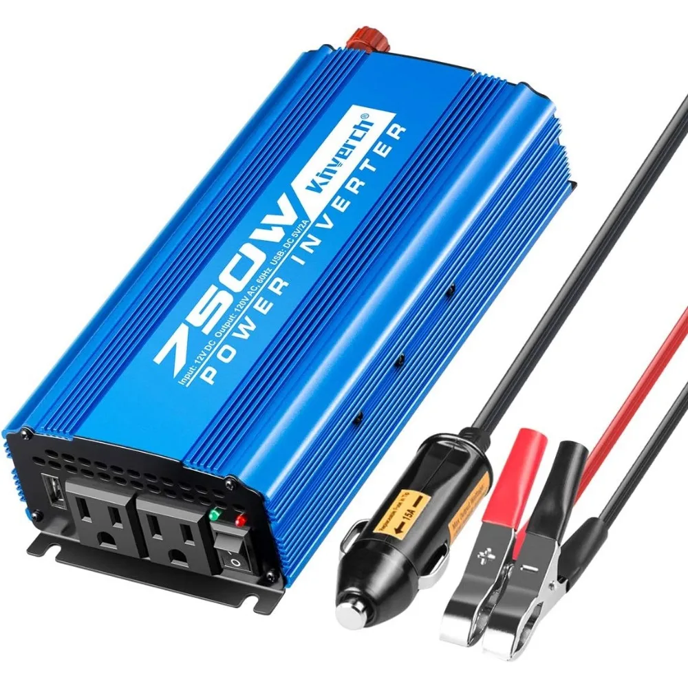 12V DC to 110V AC 750W Power Inverter with Dual AC Outlets and USB Charging for Camping and Car Use
12V DC to 110V AC 750W Power Inverter with Dual AC Outlets and USB Charging for Camping and Car Use