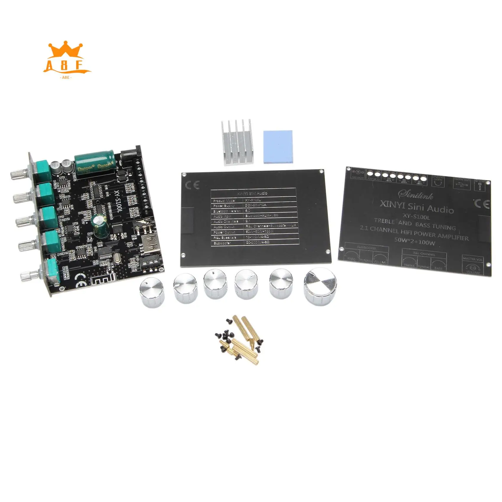 A08E-Bluetooth 5.0 2.1 Channel Power Audio Stereo Subwoofer Amplifier Board 50WX2+100W Speaker AMP XY-S100L
A08E-Bluetooth 5.0 2.1 Channel Power Audio Stereo Subwoofer Amplifier Board 50WX2+100W Speaker AMP XY-S100L