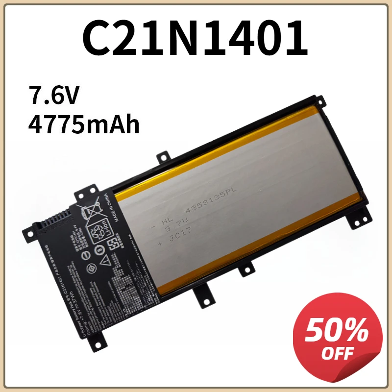 C21N1401 37Wh Laptop Battery For ASUS F455LJ X455 X455LA Y483L X454L X455L R455L F454L W419L W409L K455L X455L 7.6V
C21N1401 37Wh Laptop Battery For ASUS F455LJ X455 X455LA Y483L X454L X455L R455L F454L W419L W409L K455L X455L 7.6V