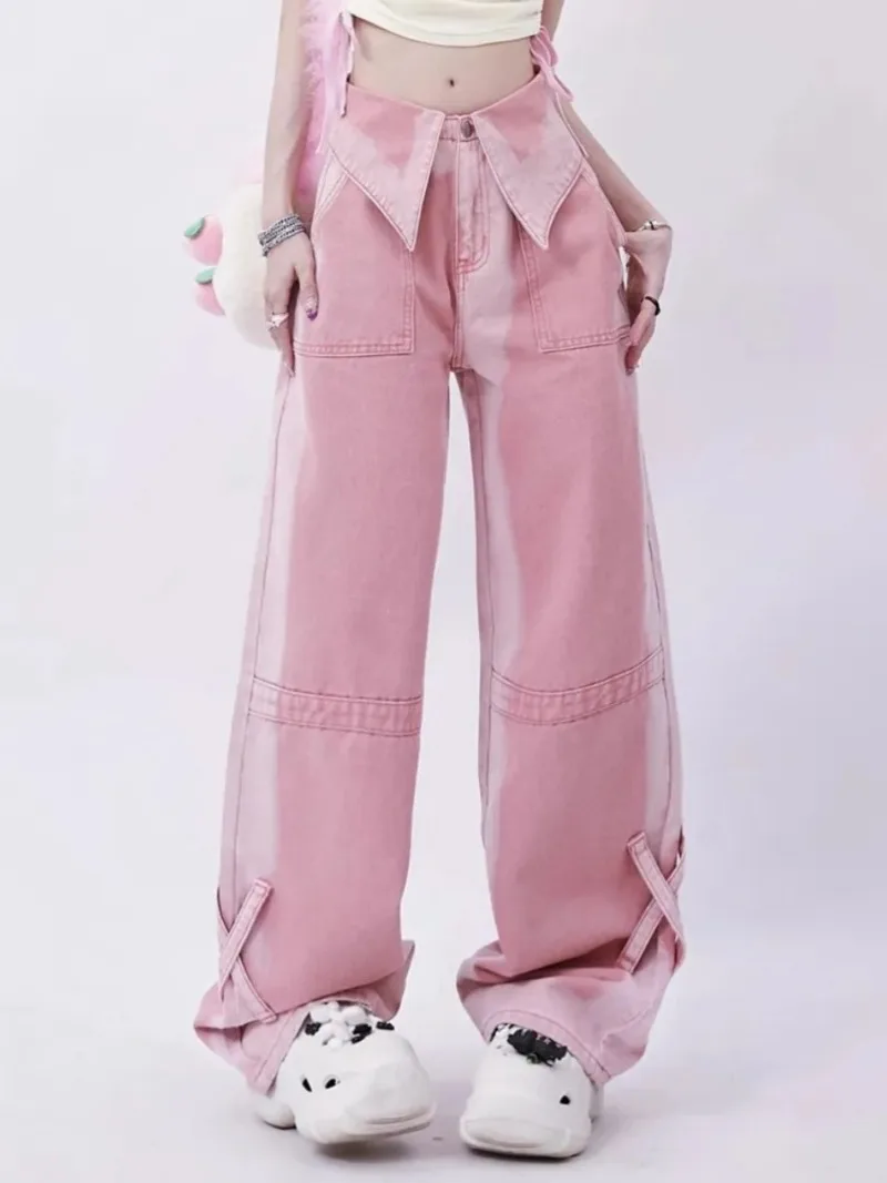 Pink High Waisted Jeans for Women Korean Fashion y2k Streetwear Loose Wide Leg Pants Vintage Straight Full Length Pants
Pink High Waisted Jeans for Women Korean Fashion y2k Streetwear Loose Wide Leg Pants Vintage Straight Full Length Pants