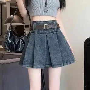 New design sense short skirt denim half skirt women's high waist versatile slim fit A-line skirt - with belt summer new
New design sense short skirt denim half skirt women's high waist versatile slim fit A-line skirt - with belt summer new