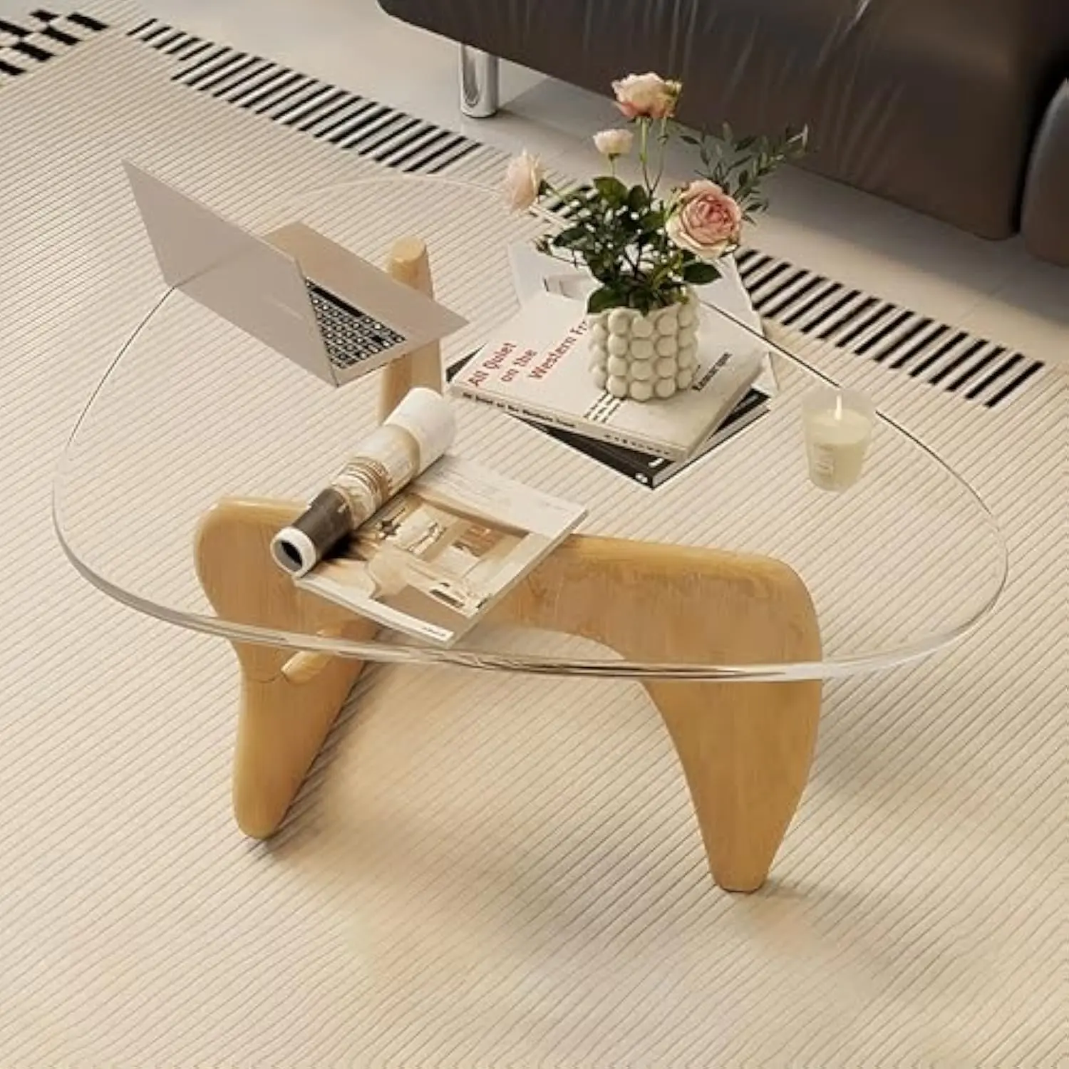 Midcentury Modern Coffee Table, Triangle Coffee Table with Tempered Glass Top and Modern Glass Coffee Table for Living Room, 35
Midcentury Modern Coffee Table, Triangle Coffee Table with Tempered Glass Top and Modern Glass Coffee Table for Living Room, 35