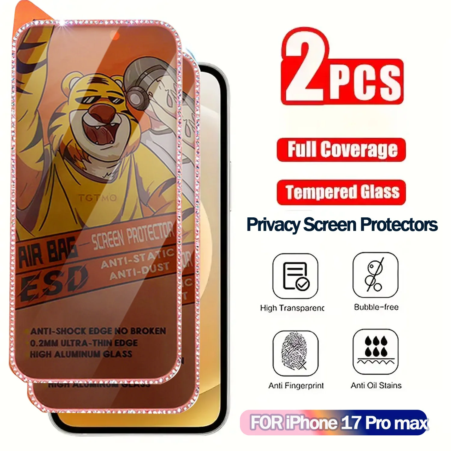 2Pcs,Full-screen privacy screen protector for iPhone 14/15/16/17-9H hardness,easy to install,easy to fit,diamond luminous design
2Pcs,Full-screen privacy screen protector for iPhone 14/15/16/17-9H hardness,easy to install,easy to fit,diamond luminous design
