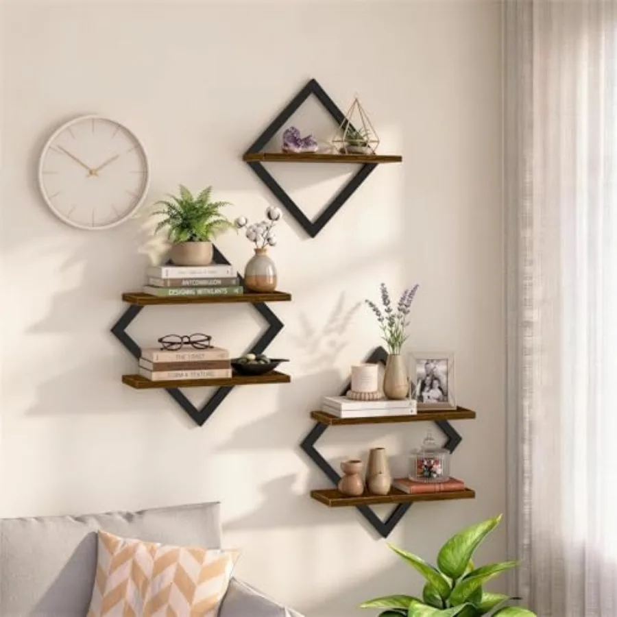 Geometric Floating Shelves Set of 3, Decorative Rustic Wall Shelves for Living Room Bedroom Bathroom Decor, Wood and Metal Farm
Geometric Floating Shelves Set of 3, Decorative Rustic Wall Shelves for Living Room Bedroom Bathroom Decor, Wood and Metal Farm