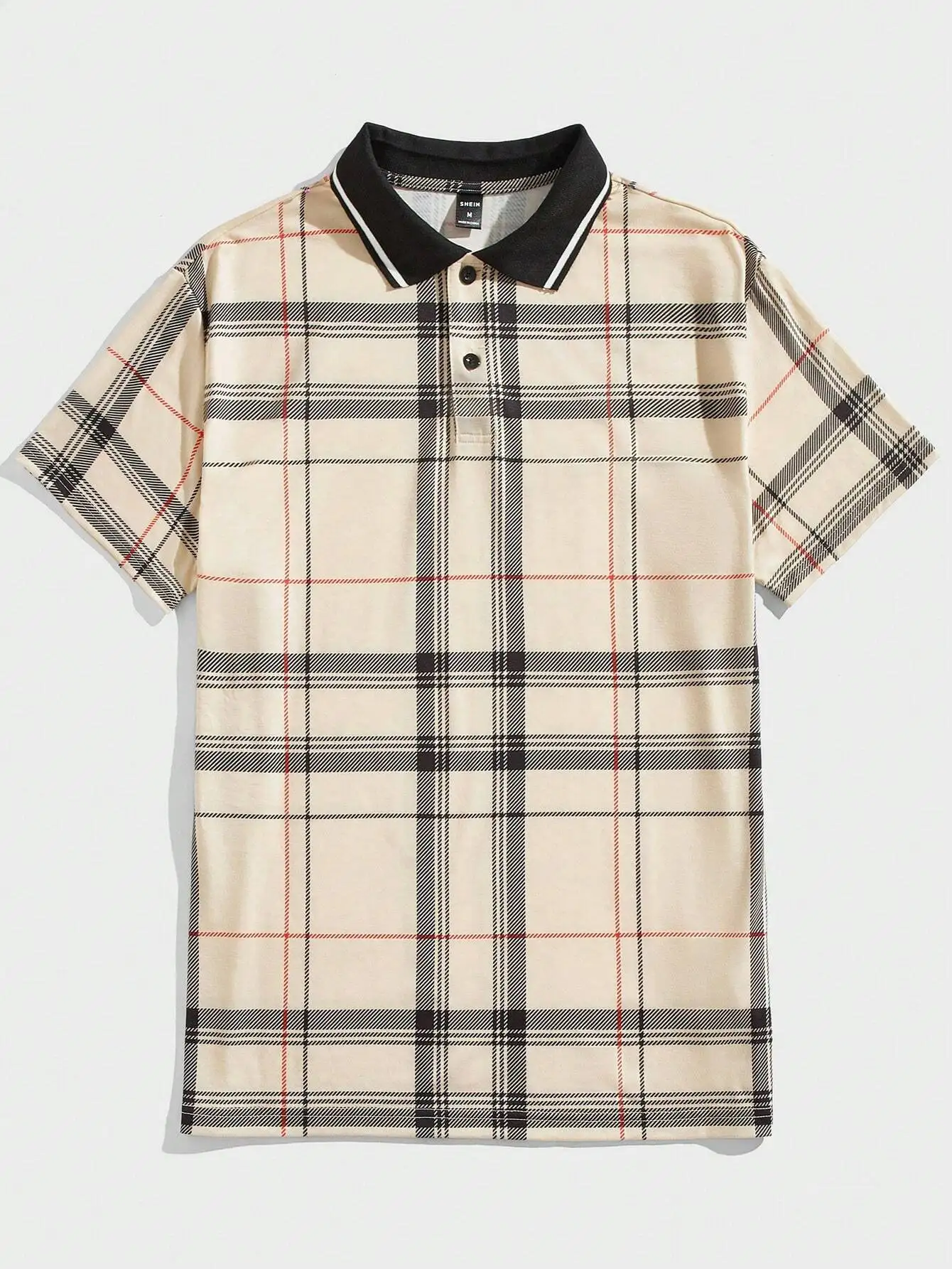 Men's Classic Plaid Print Polo Shirt with Contrast Collar, Casual Short Sleeve
Men's Classic Plaid Print Polo Shirt with Contrast Collar, Casual Short Sleeve