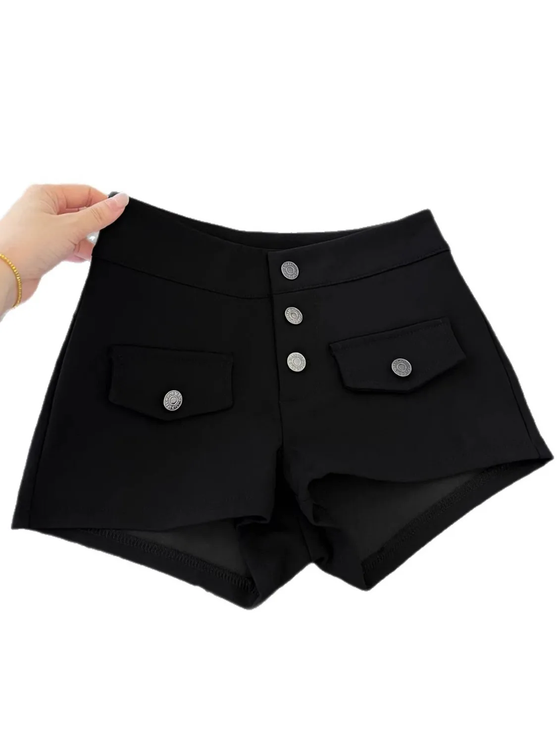 Women's High Waisted Shorts with Button Fly & Pocket Flaps Summer Casual Solid Color Shorts Y2K Streetwear Bottoms, Black/Khaki
Women's High Waisted Shorts with Button Fly & Pocket Flaps Summer Casual Solid Color Shorts Y2K Streetwear Bottoms, Black/Khaki