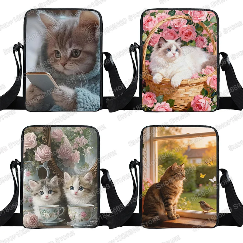 Charming Cat Flowers Themed Crossbody Bags Cute Kitten Women Men Handbag Phone Wallet Storage Bags Small Messenger Bag
Charming Cat Flowers Themed Crossbody Bags Cute Kitten Women Men Handbag Phone Wallet Storage Bags Small Messenger Bag