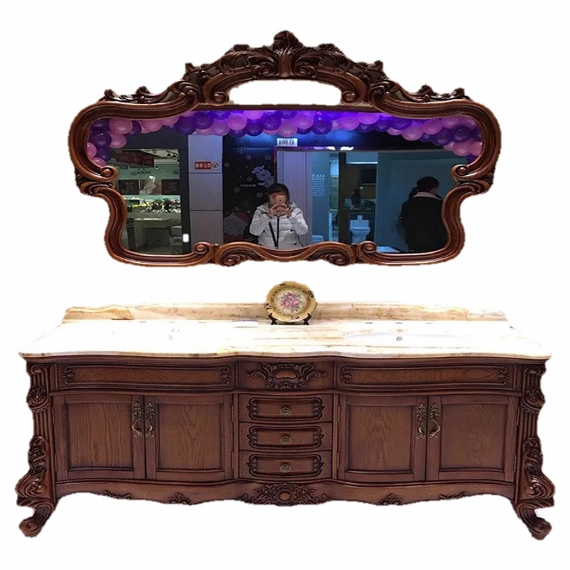 Customized red oak bathroom cabinet solid wood, American floor washbasin cabinet marble washstand
Customized red oak bathroom cabinet solid wood, American floor washbasin cabinet marble washstand