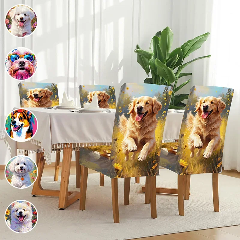 Elastic dining chair cover, removable and washable home decoration products, cute and happy puppy print pattern
Elastic dining chair cover, removable and washable home decoration products, cute and happy puppy print pattern