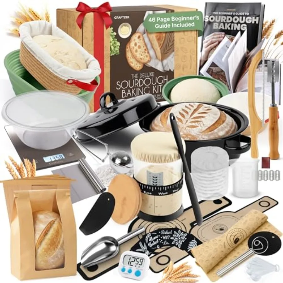 Super All-Inclusive Sourdough Starter Kit with Pot - Sourdough Bread Baking Supplies, Scale, Oval and Round Baki
Super All-Inclusive Sourdough Starter Kit with Pot - Sourdough Bread Baking Supplies, Scale, Oval and Round Baki