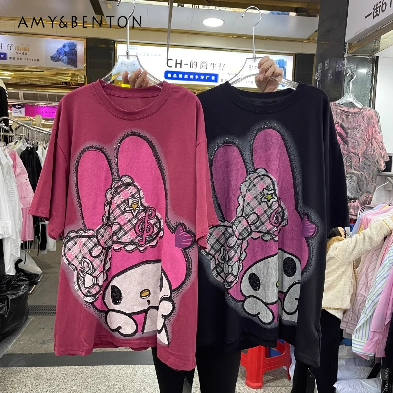 Unique Design Bow Cartoon Rabbit Print Short-sleeved Tshirt Women's Summer Loose Age-reducing Top Y2k Clothes Pullover Ladies
Unique Design Bow Cartoon Rabbit Print Short-sleeved Tshirt Women's Summer Loose Age-reducing Top Y2k Clothes Pullover Ladies