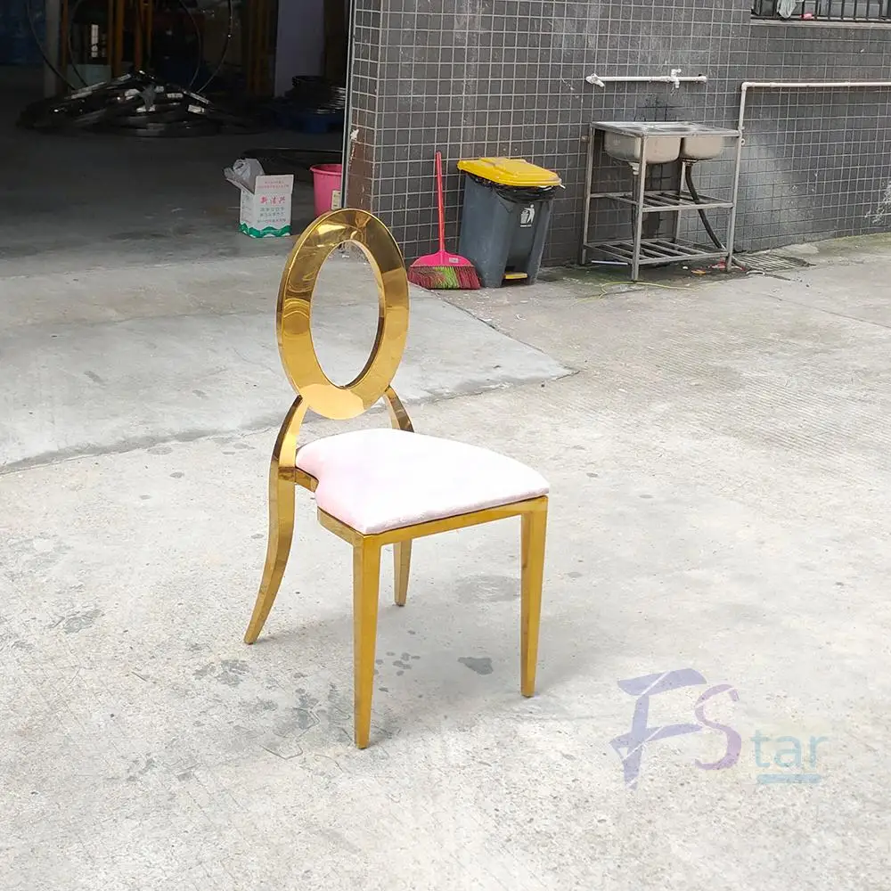 Hotel Stackable O Back Chair Oval Gold StaInless Steel White Leather Wedding Chair
Hotel Stackable O Back Chair Oval Gold StaInless Steel White Leather Wedding Chair
