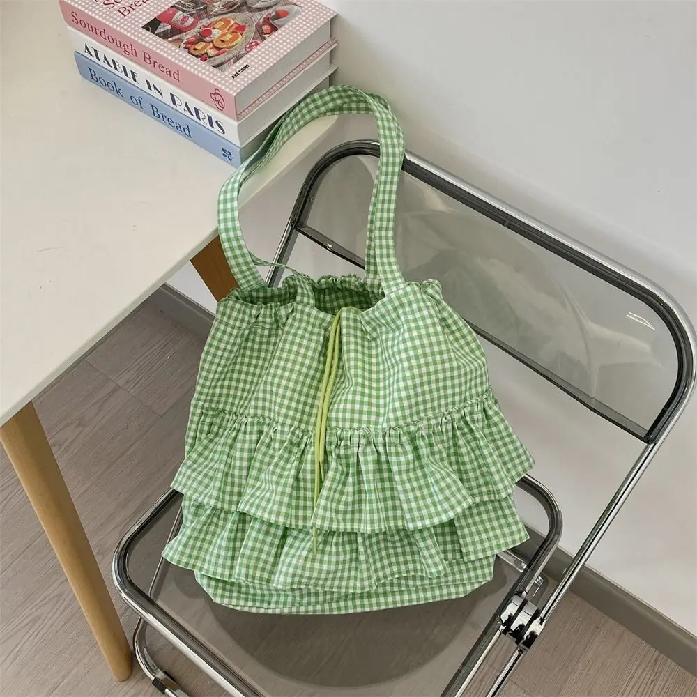 Casual Sweet Ruffle Shoulder Bag Large Capacity College Style Canvas Plaid Bag Fresh Color Cute Ruched Handbag Shopping
Casual Sweet Ruffle Shoulder Bag Large Capacity College Style Canvas Plaid Bag Fresh Color Cute Ruched Handbag Shopping