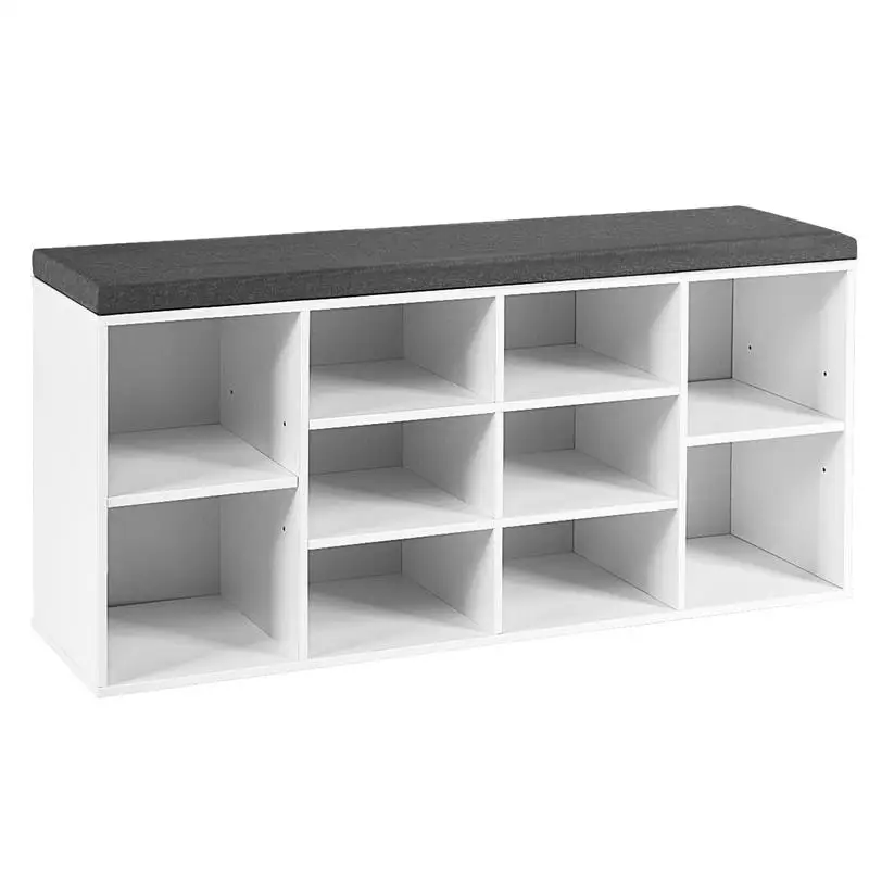 10-Cube Organizer Shoe Storage Bench with Cushion for Entryway-White
10-Cube Organizer Shoe Storage Bench with Cushion for Entryway-White