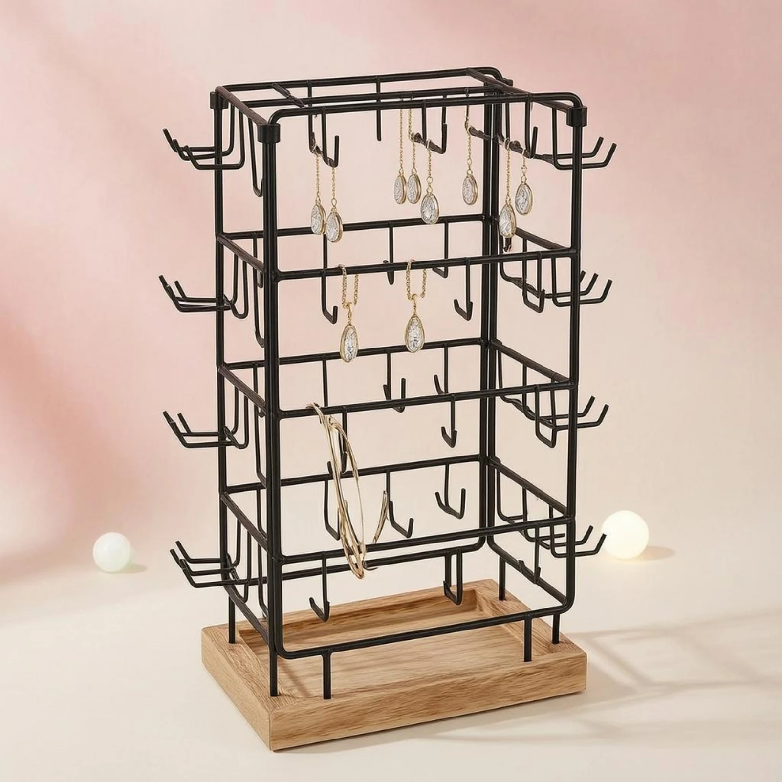 Rotating Jewelry Display Rack Metal Frame Four-Sided Jewelry Structure for Countertop
Rotating Jewelry Display Rack Metal Frame Four-Sided Jewelry Structure for Countertop