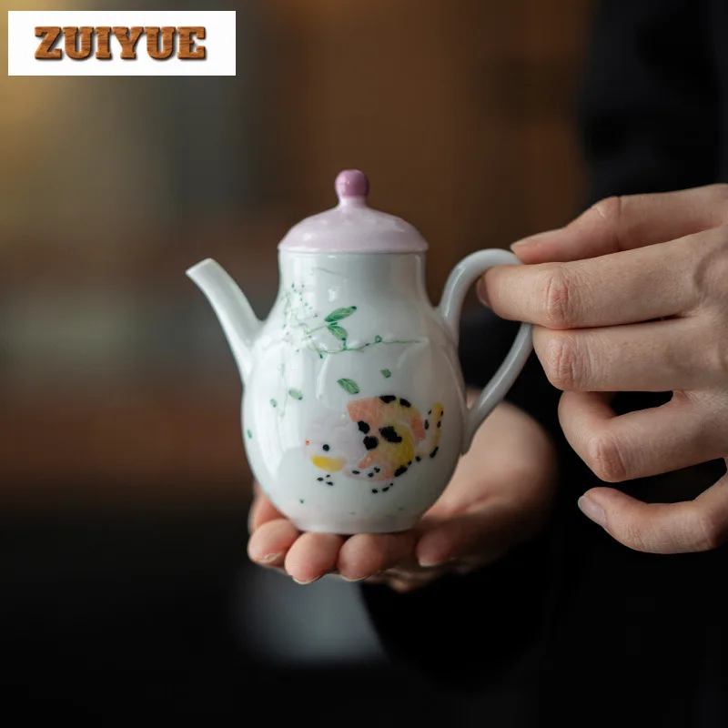 120ML Hand-painted Goldfish White Porcelain Teapot Handmade Jade Mud Pot Tea Maker Kettle Dahongpao Teaware Drinkware Gift
120ML Hand-painted Goldfish White Porcelain Teapot Handmade Jade Mud Pot Tea Maker Kettle Dahongpao Teaware Drinkware Gift