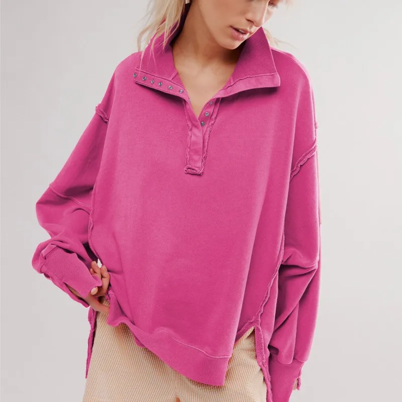 Женская элегантная толстовка с асимметричным подолом, на пуговицах, однотонная, осенняя, с откидным воротником, длинными рукавами
Женская элегантная толстовка с асимметричным подолом, на пуговицах, однотонная, осенняя, с откидным воротником, длинными рукавами