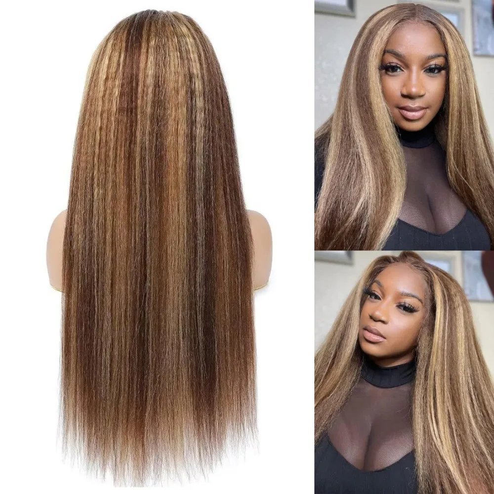 Kinky Straight Highlight Ombre Lace Front Wigs Human Hair Pre Plucked P4/27 Honey Blonde Wigs Human Hair for Black Women 250%
Kinky Straight Highlight Ombre Lace Front Wigs Human Hair Pre Plucked P4/27 Honey Blonde Wigs Human Hair for Black Women 250%