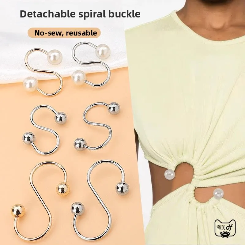 Detachable S-Shaped Pearl Button Metal Spiral Buckle for T-Shirt Dress Swimwear Anti-Light Alloy Fabric Accessories
Detachable S-Shaped Pearl Button Metal Spiral Buckle for T-Shirt Dress Swimwear Anti-Light Alloy Fabric Accessories