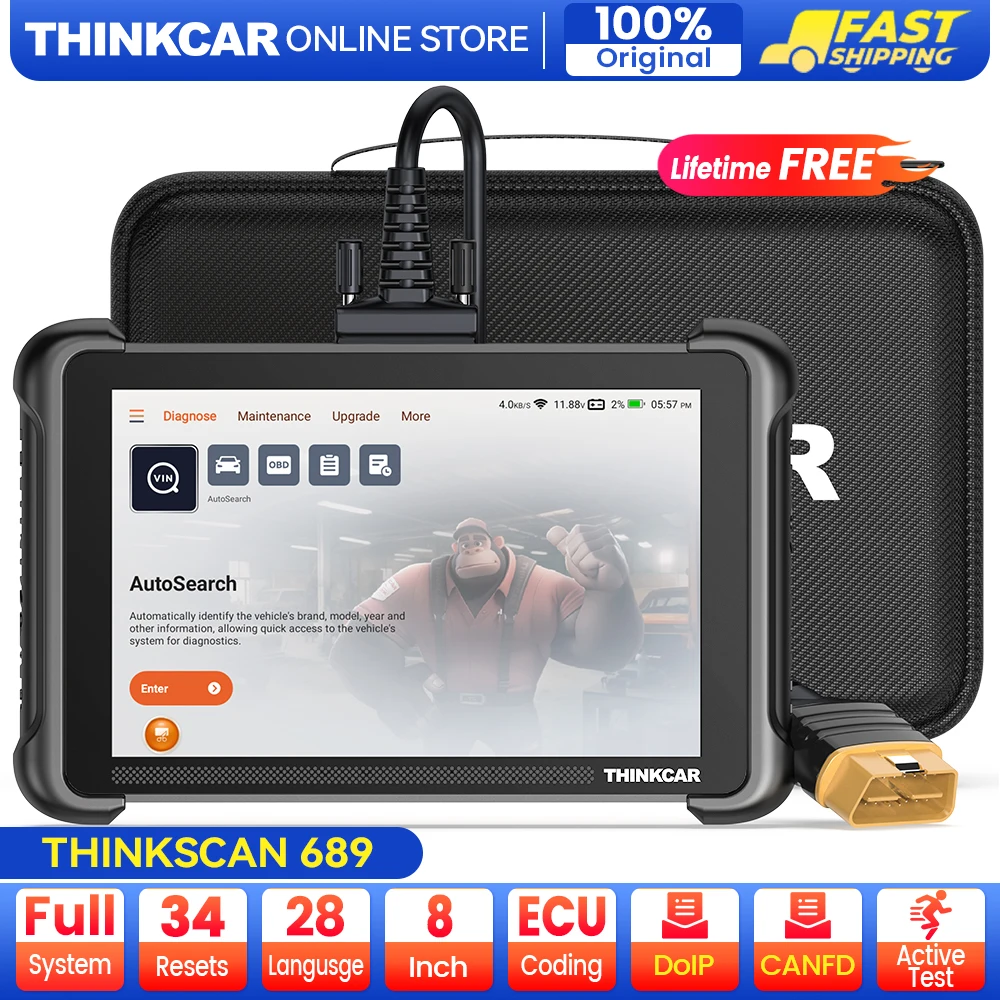 THINKCAR THINKSCAN 689 OBD2 Car diagnostic tools full system scanner 34 resets ECU coding Active test CANFD&DoIP lifetime free
THINKCAR THINKSCAN 689 OBD2 Car diagnostic tools full system scanner 34 resets ECU coding Active test CANFD&DoIP lifetime free