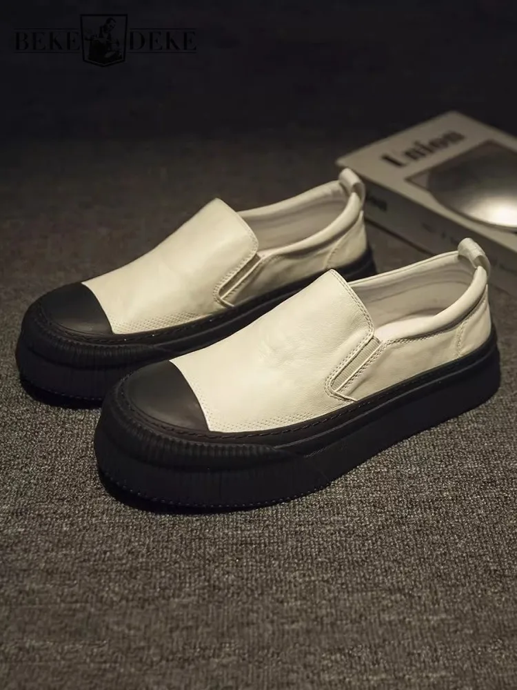 Mens Thick Bottom Slip-On Genuine Leather Loafers Round Toe Spring Summer Mixed Colors Breathable Casual Fashion Walking Shoes
Mens Thick Bottom Slip-On Genuine Leather Loafers Round Toe Spring Summer Mixed Colors Breathable Casual Fashion Walking Shoes