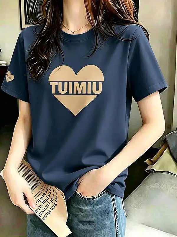Summer Hit Casual Sporty round Neck T-Shirt Breathable Cool Sweat Absorbent Sweet Simple Style Fashionable Women's Top
Summer Hit Casual Sporty round Neck T-Shirt Breathable Cool Sweat Absorbent Sweet Simple Style Fashionable Women's Top
