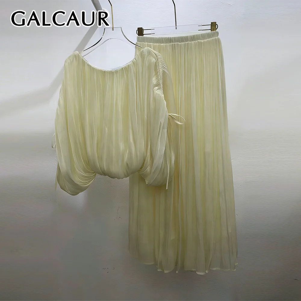 GALCAUR Solid Loose Elegant Two Piece Sets for Women Round Neck Long Sleeves Top Patchwork Elastic Waist Skirt Set Female New
GALCAUR Solid Loose Elegant Two Piece Sets for Women Round Neck Long Sleeves Top Patchwork Elastic Waist Skirt Set Female New