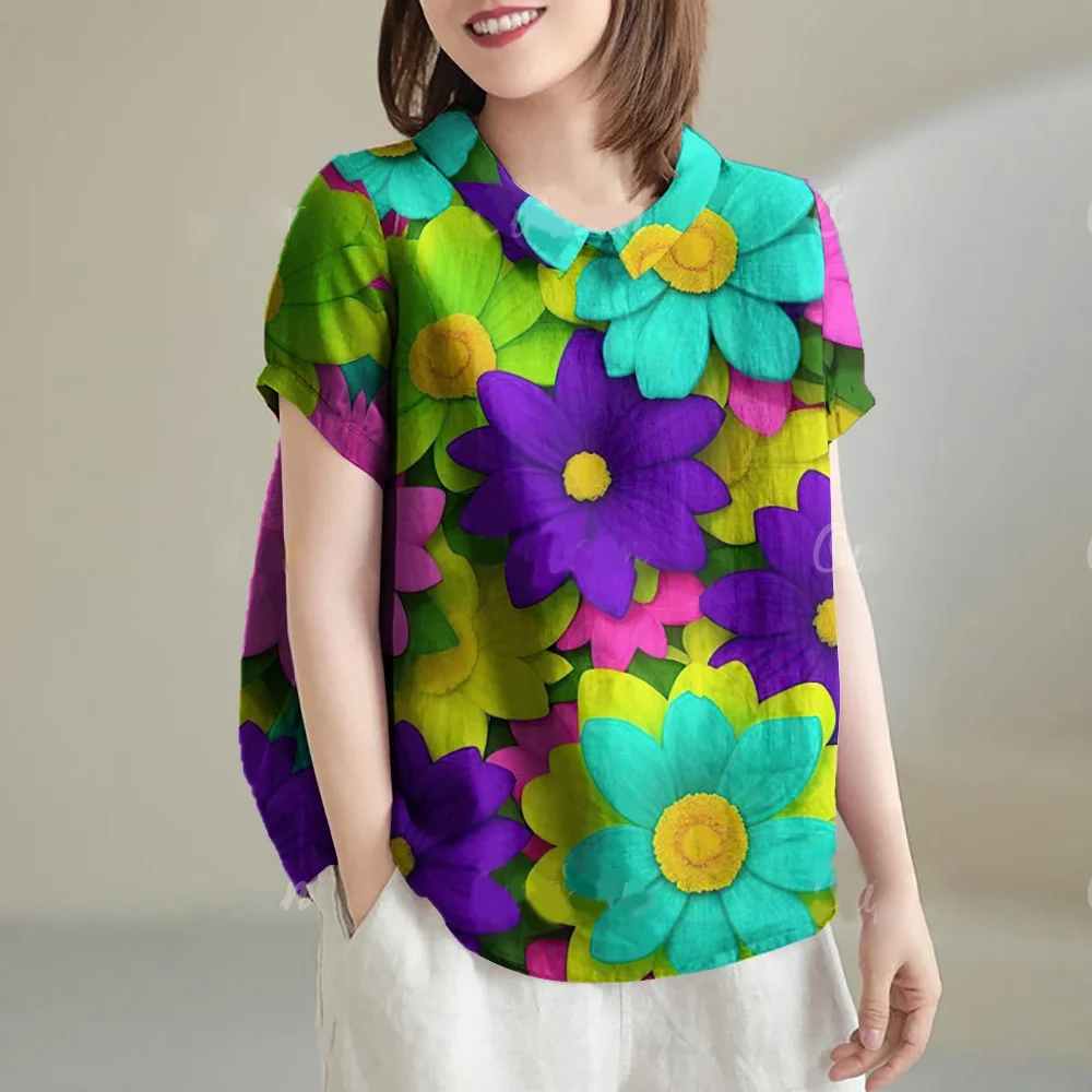 Blouses Woman 2025 Elegant Floral 3D Print Summer Comfort Lapel Short Sleeve Tops Clothes Outdoor Street Women Pulovers Blouse
Blouses Woman 2025 Elegant Floral 3D Print Summer Comfort Lapel Short Sleeve Tops Clothes Outdoor Street Women Pulovers Blouse
