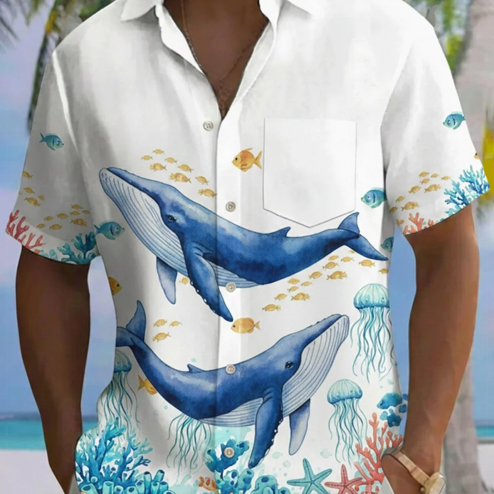 Men's Hawaiian Shirt Ocean Element Blue Whale Print Casual Vacation Soft Fabric Classic Lapel Design Comfortable Designer Shirt
Men's Hawaiian Shirt Ocean Element Blue Whale Print Casual Vacation Soft Fabric Classic Lapel Design Comfortable Designer Shirt
