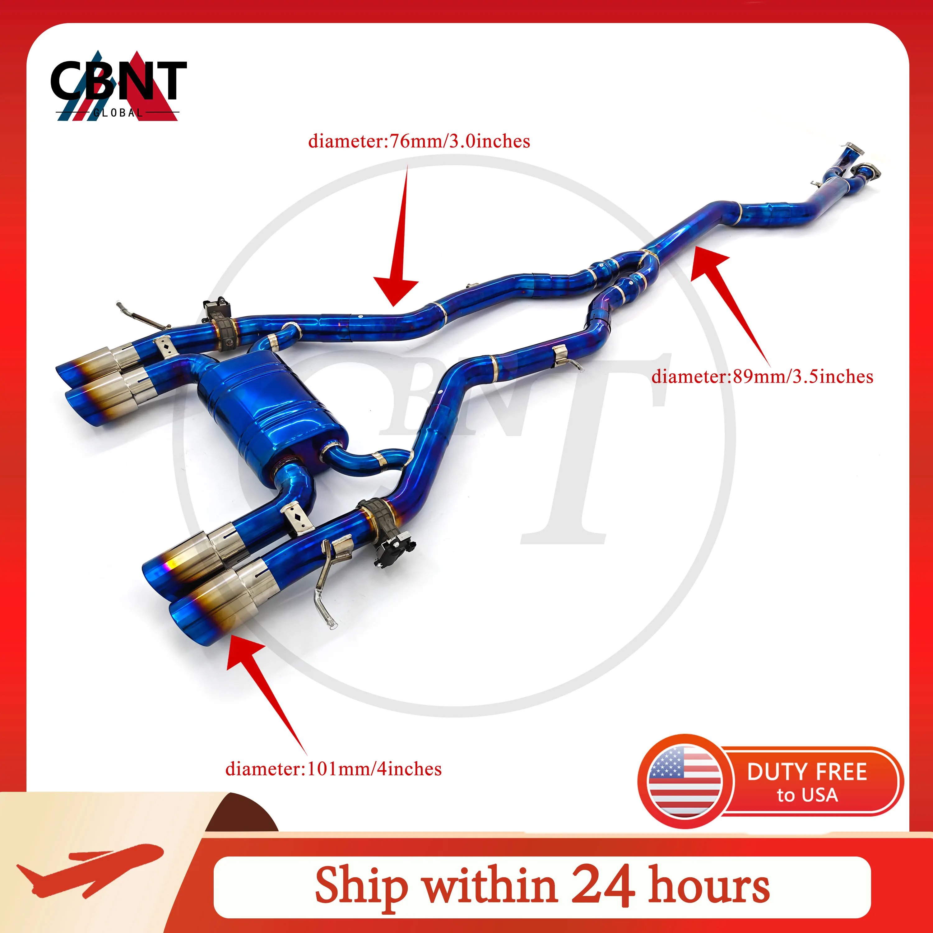 CBNT High Performance Titanium Single Midpipe Catback Exhaust Valvetronic Muffler for BMW S58 M2 G87 3.0T Valved Exhaust Systems
CBNT High Performance Titanium Single Midpipe Catback Exhaust Valvetronic Muffler for BMW S58 M2 G87 3.0T Valved Exhaust Systems