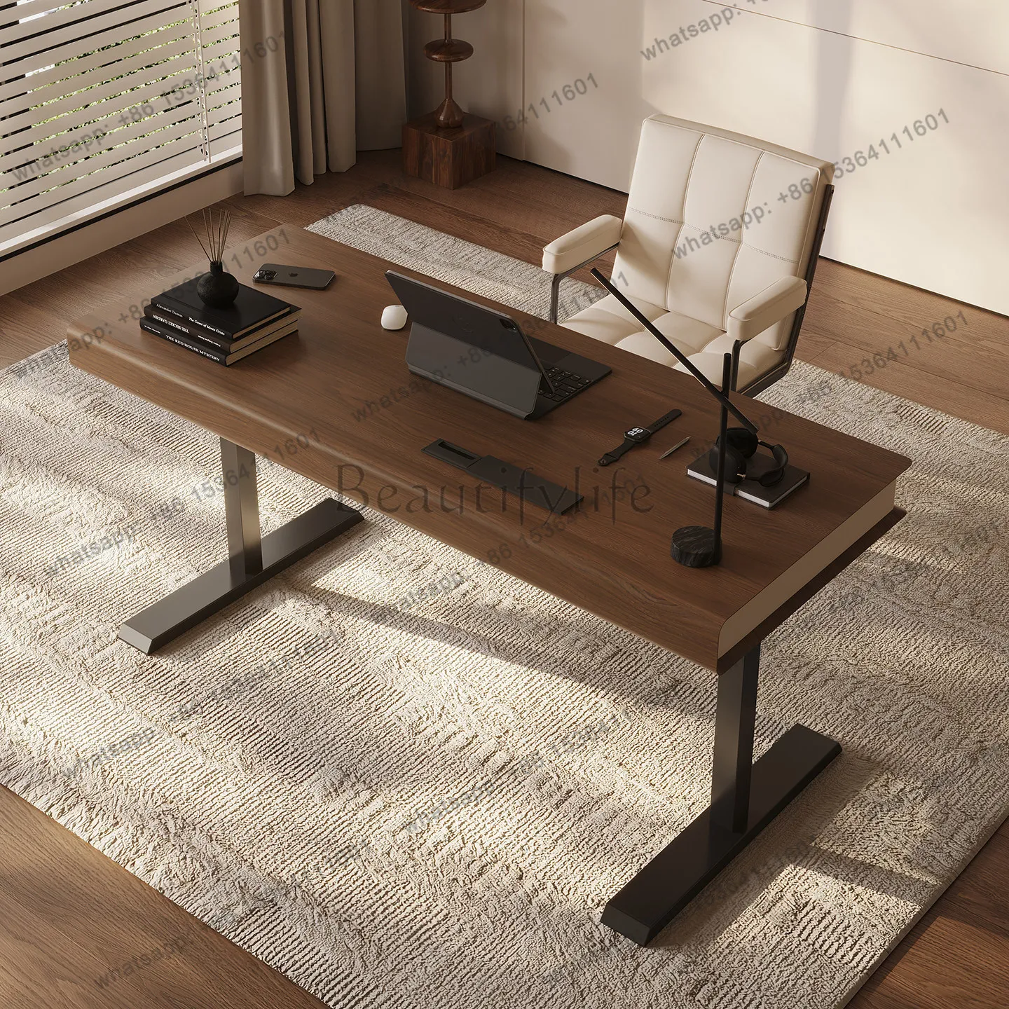 LS antique double motor electric lifting desk advanced feeling living room home walnut computer desk
LS antique double motor electric lifting desk advanced feeling living room home walnut computer desk
