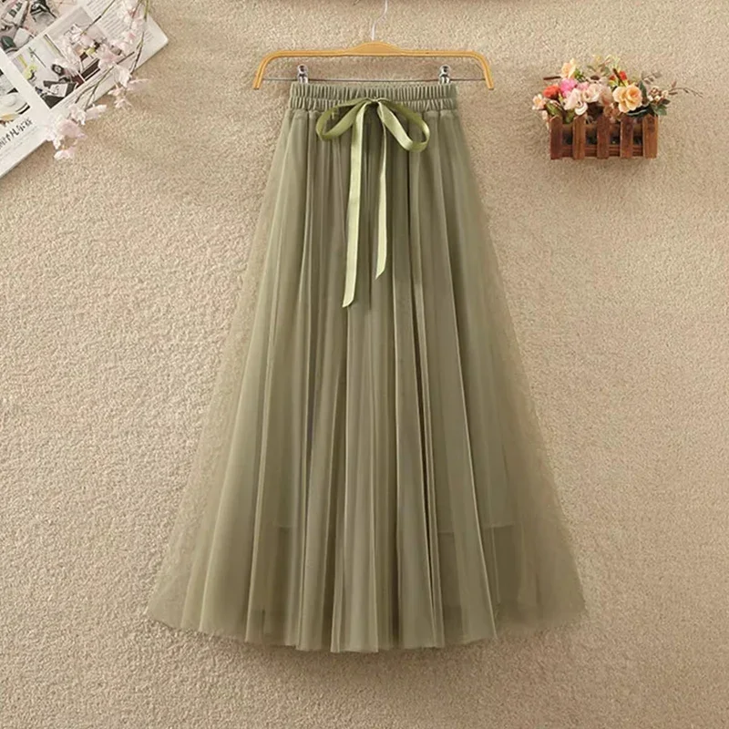 3 Layers Tulle Long Skirt for Women 2024 Summer Korean Casual Sweet Bow Belt Mesh A Line High Waist Midi Skirt Female P345
3 Layers Tulle Long Skirt for Women 2024 Summer Korean Casual Sweet Bow Belt Mesh A Line High Waist Midi Skirt Female P345