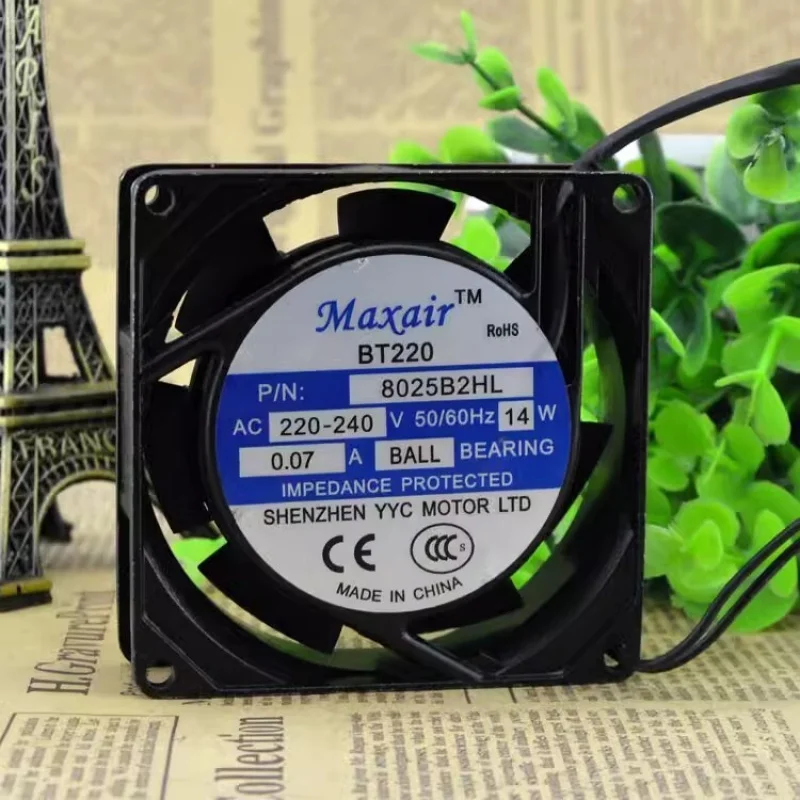 Y+for Maxair BT8025B2HL AC220-240V 14W 0.07A 8CM Axial Cooling Fan
Y+for Maxair BT8025B2HL AC220-240V 14W 0.07A 8CM Axial Cooling Fan