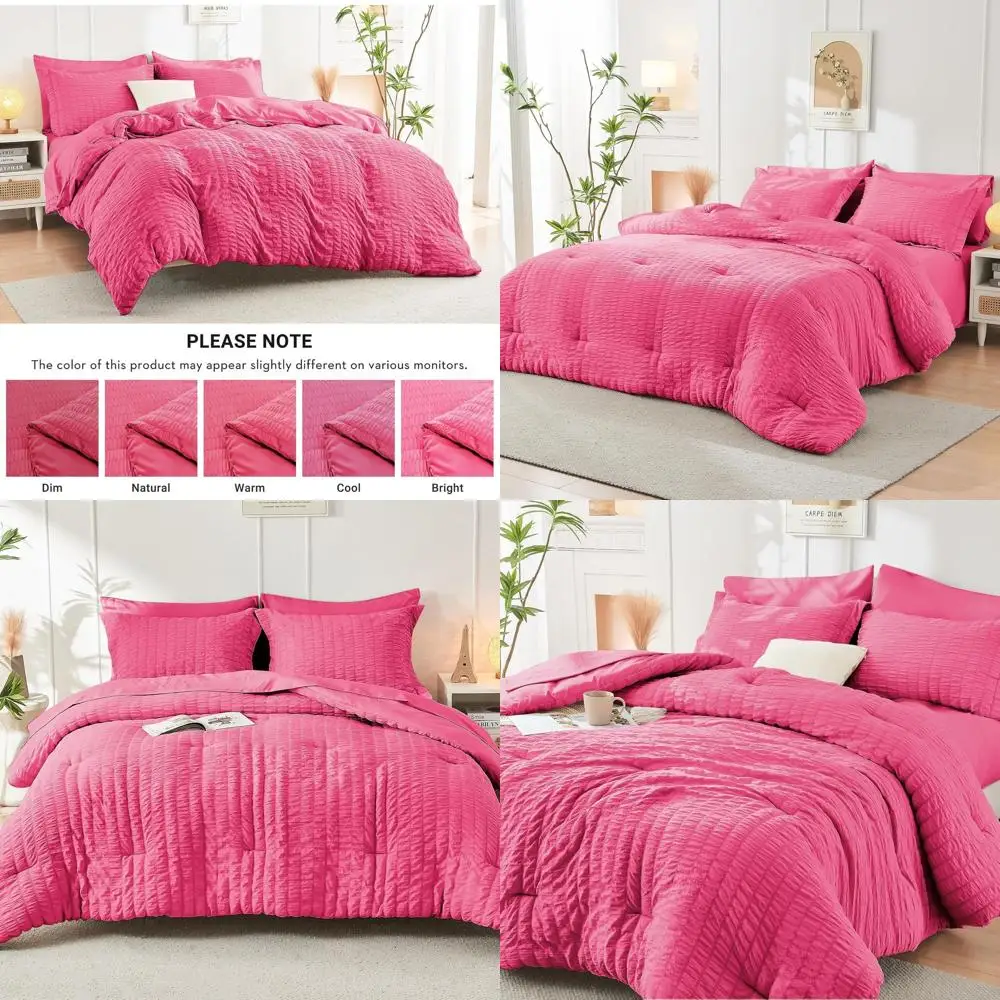 Роскошный комплект постельного белья из 7 предметов (размер Queen) из сирсакера, всесезонный, с простынями, наволочками и декоративными наволочками.
Роскошный комплект постельного белья из 7 предметов (размер Queen) из сирсакера, всесезонный, с простынями, наволочками и декоративными наволочками.