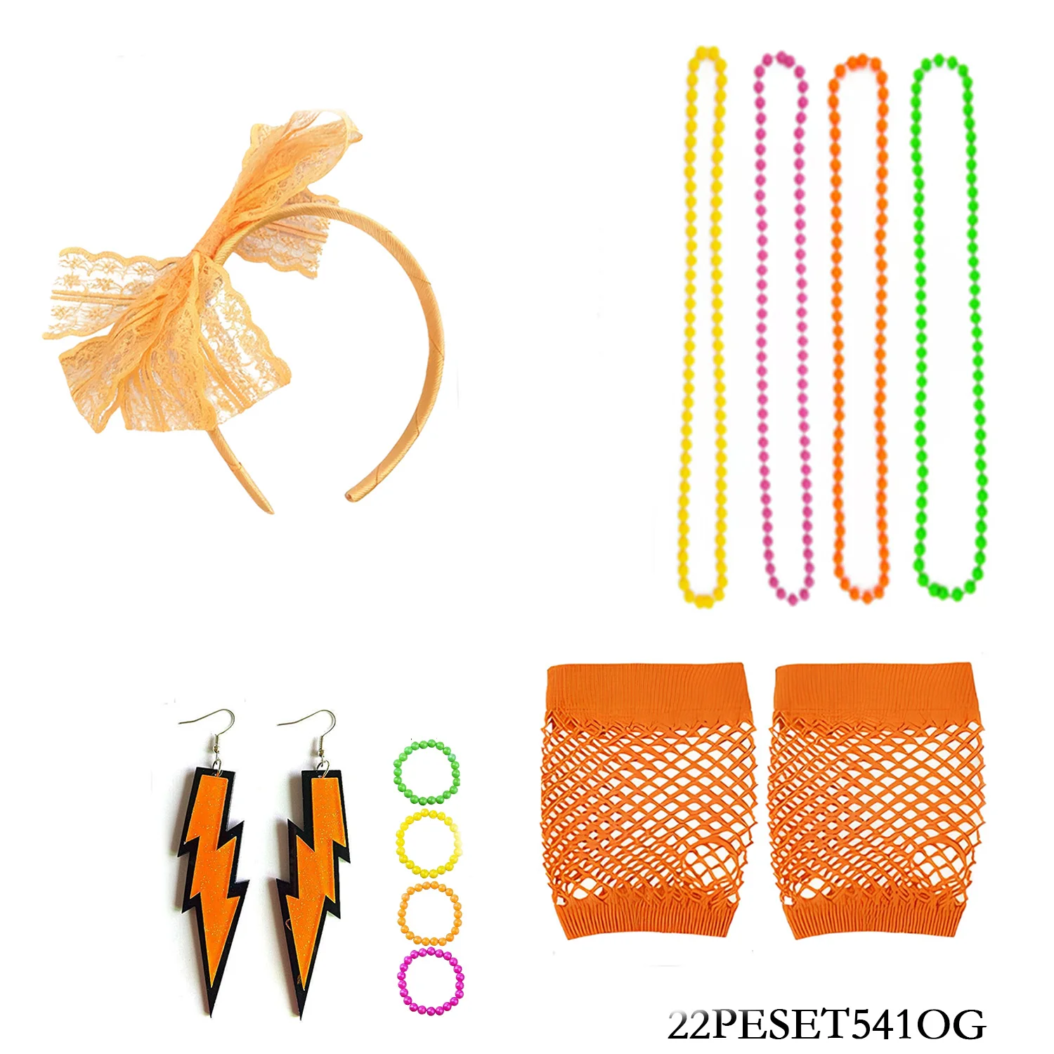 PESENAR 1980s character costume Headband earrings Necklace Bracelet Glove outfit set
PESENAR 1980s character costume Headband earrings Necklace Bracelet Glove outfit set