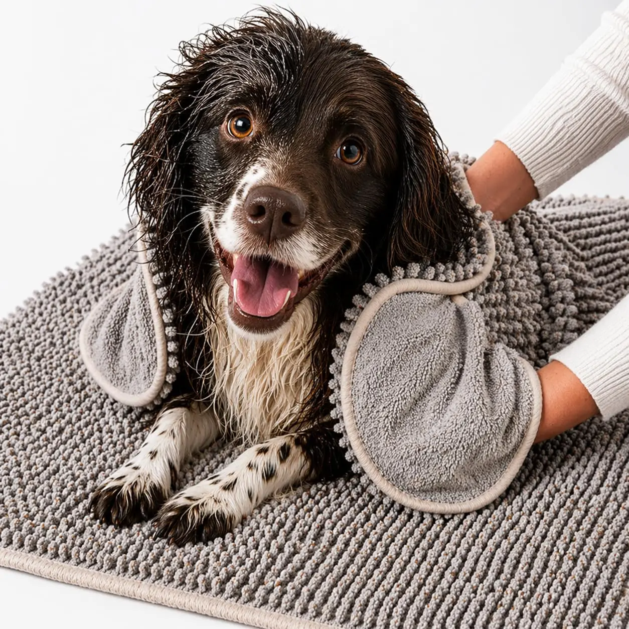 2-in-1 Dog Towel & Mat: Ultra Soft, Absorbent, Quick-Drying, Machine Washable with Non-Slip Mat & Hand Pockets (Medium)
2-in-1 Dog Towel & Mat: Ultra Soft, Absorbent, Quick-Drying, Machine Washable with Non-Slip Mat & Hand Pockets (Medium)