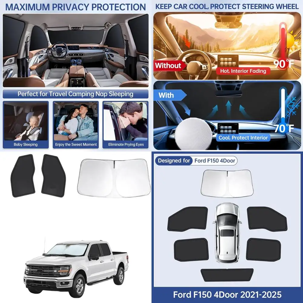 Full Set Car Window Tint for Ford F150 4-Door 2021-2025, UV-Blocking Privacy Shades for Front, Rear, Side Windows
Full Set Car Window Tint for Ford F150 4-Door 2021-2025, UV-Blocking Privacy Shades for Front, Rear, Side Windows
