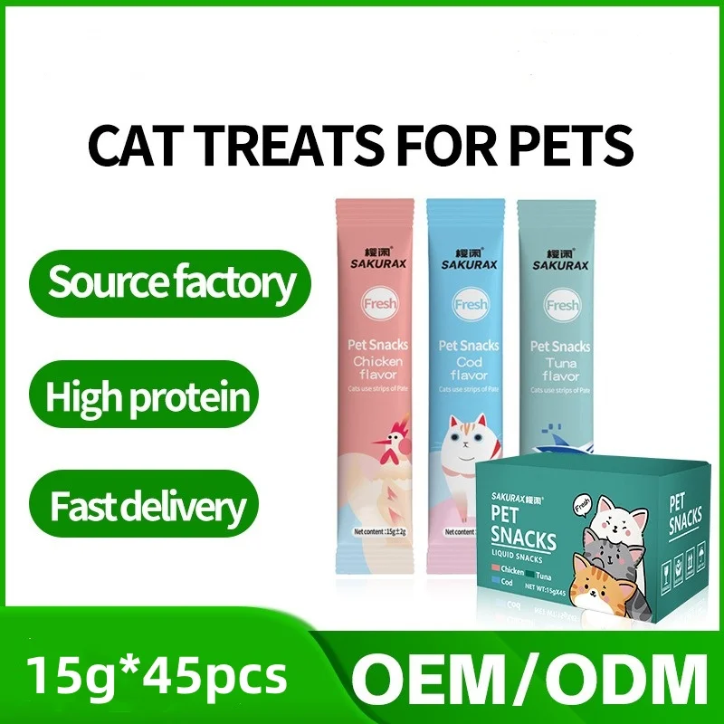 Large Capacity Cat Snacks Wet Food Chicken Cod Tuna Pet Cat Treats Wet Strips Food Cans Pet Supplies Pet Snacks 15g*45pcs
Large Capacity Cat Snacks Wet Food Chicken Cod Tuna Pet Cat Treats Wet Strips Food Cans Pet Supplies Pet Snacks 15g*45pcs