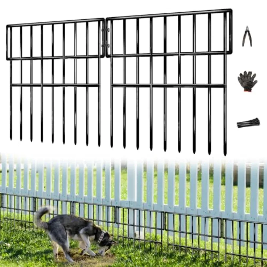 Garden fence for dogs and rabbits: 35-panel, 38 ft L x 13 in H no-dig barrier with 1.2 in gap, rustproof metal wire, black fini
Garden fence for dogs and rabbits: 35-panel, 38 ft L x 13 in H no-dig barrier with 1.2 in gap, rustproof metal wire, black fini