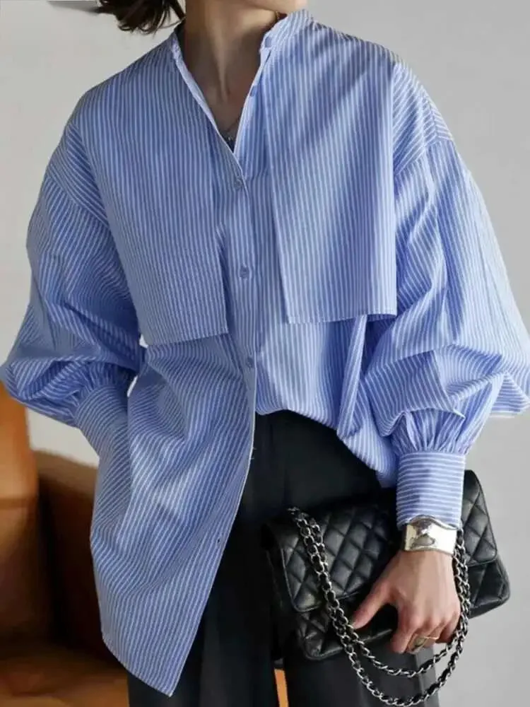 European Trendy Women Clothing Long Sleeve Striped Single-breasted Design Shirt Big Size Blouse Autumn New Tops
European Trendy Women Clothing Long Sleeve Striped Single-breasted Design Shirt Big Size Blouse Autumn New Tops