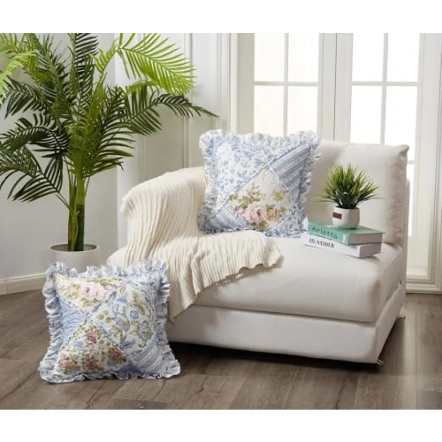 Patchwork Ruffle Pillowshams, Quilted Decorative Pillow Covers Set, Square Throw Cushion Cases for Couch, Reclg Chair, Car, Bed
Patchwork Ruffle Pillowshams, Quilted Decorative Pillow Covers Set, Square Throw Cushion Cases for Couch, Reclg Chair, Car, Bed