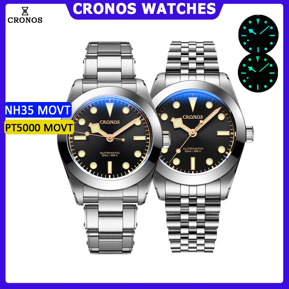 Cronos BB39 Mechanical Men Watch 39mm Automatic NH35 PT5000 SW200 Snow Hands Sapphire Glass Bushed Bracelet 20ATM
Cronos BB39 Mechanical Men Watch 39mm Automatic NH35 PT5000 SW200 Snow Hands Sapphire Glass Bushed Bracelet 20ATM