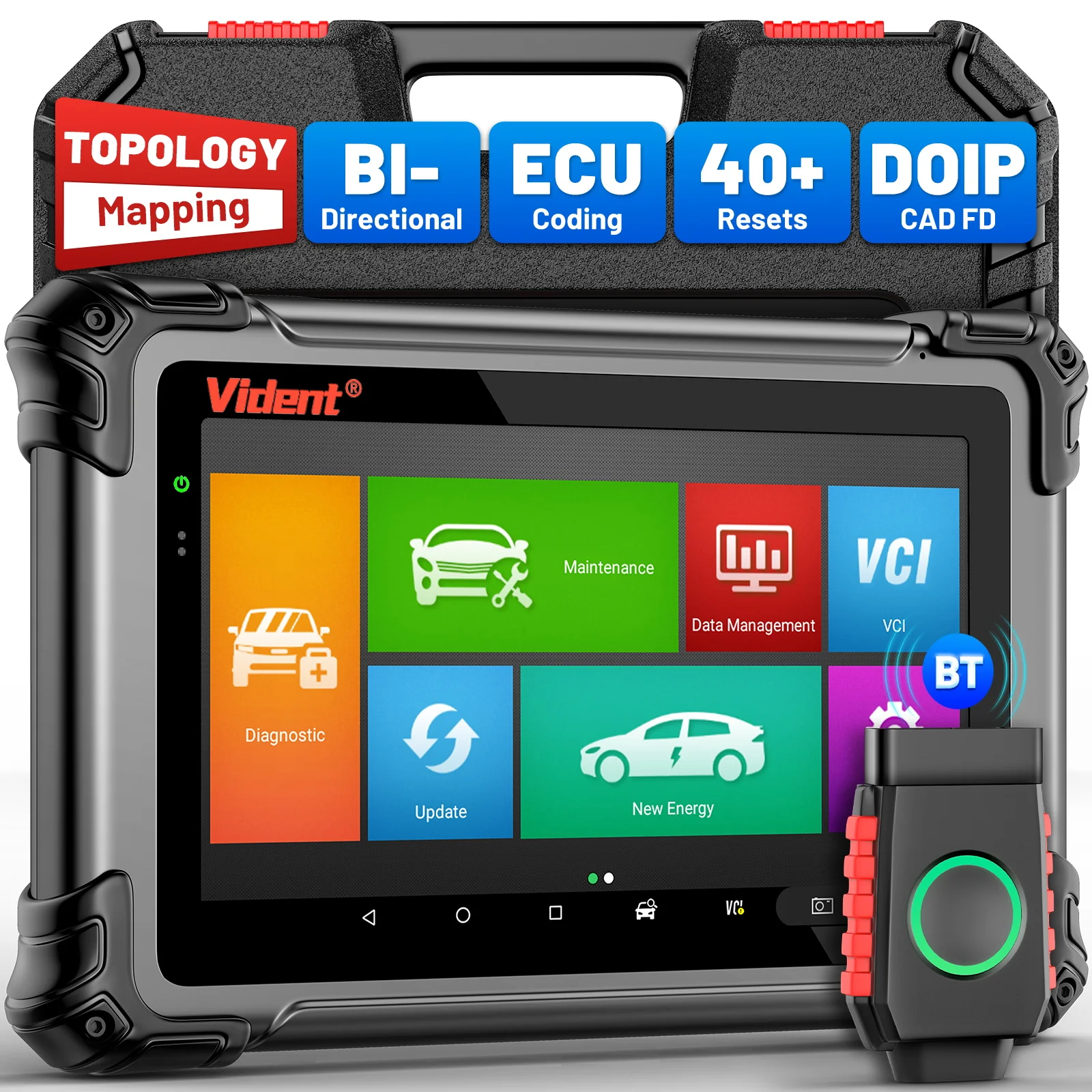 Vident iSmart800Pro BT Car Scanner All System Diagnosis 40 Reset Function OBDII Full Function Key Fob Programming