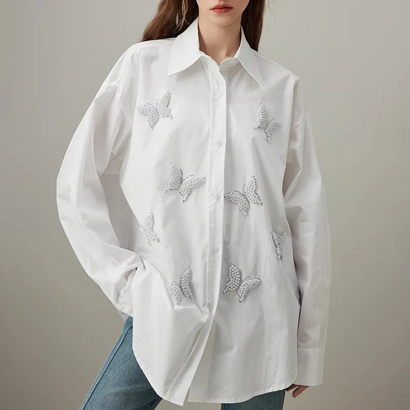 SuperAen Casual Ol Style 2025 Spring New High-end Lapel Beads Butterfly Shirt Women
SuperAen Casual Ol Style 2025 Spring New High-end Lapel Beads Butterfly Shirt Women